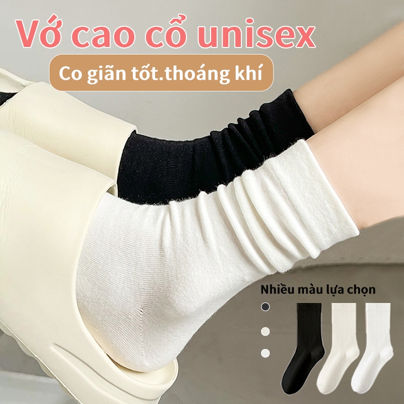 tất nữ cổ cao mềm mại thấm hút mồ hôi 3 màu vớ lựa chọn basic dễ phối đồ cổ cao cotton vớ nữ