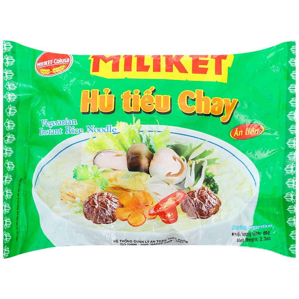 Thùng Hủ tiếu chay ăn liền hiệu Miliket 65gr(10 gói, 20 gói, 30 gói)