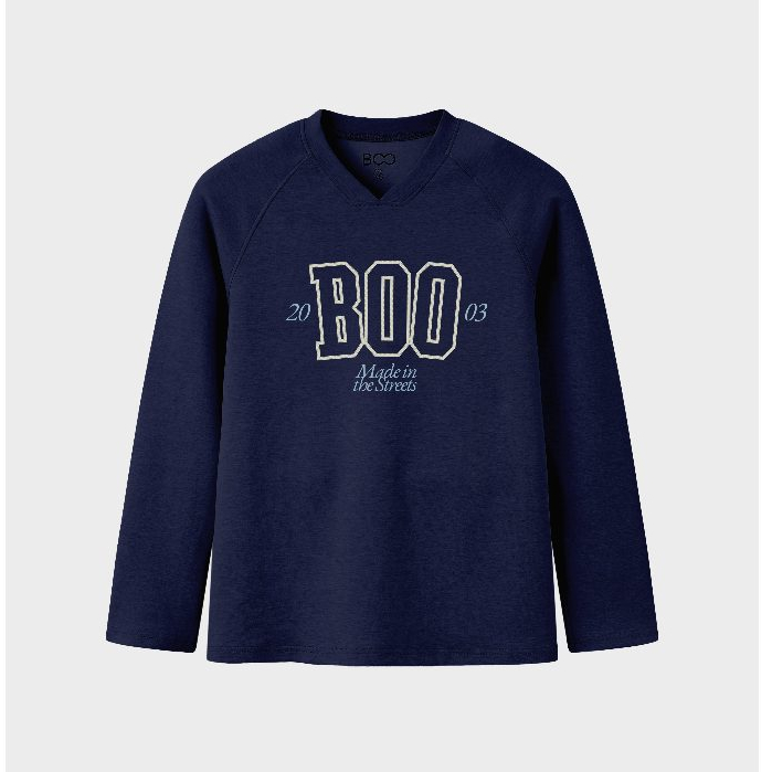 Áo Longsleeves Boo Dài Tay Overfit Raglan Cổ Tim Chất Liệu Interlock Nhiều Màu Sắc Dày Dặn, Ấm Áp