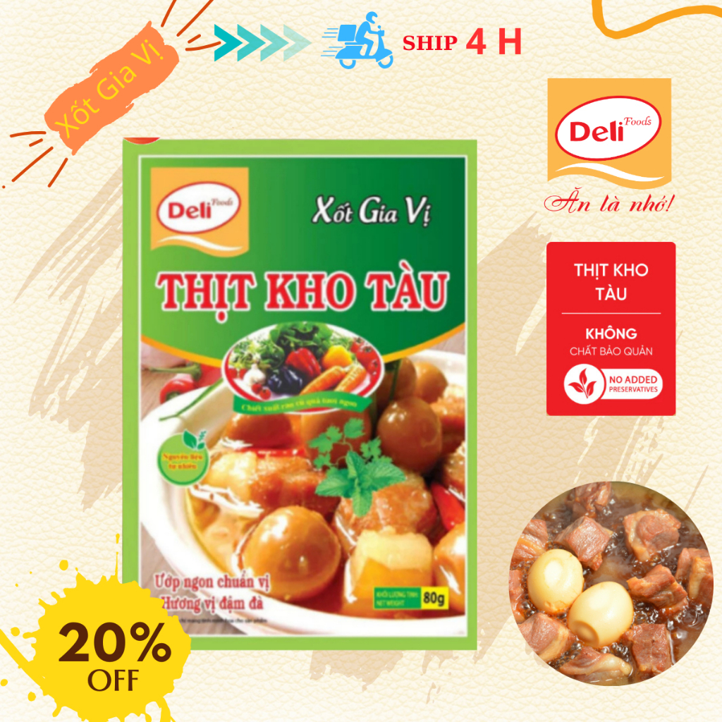 Combo Xốt Gia Vị Ướp Thịt Kho Tàu Deli Foods 80g – Chuẩn Vị, Tạo Màu, Không Cần Nêm Nếm