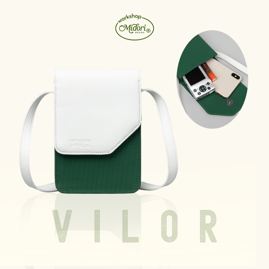 Túi Xách VILOR Đeo Chéo Đựng Điện Thoại Vải Phối Da PU Nam Nữ Đi Chơi Vải Polyester | Mi Midori