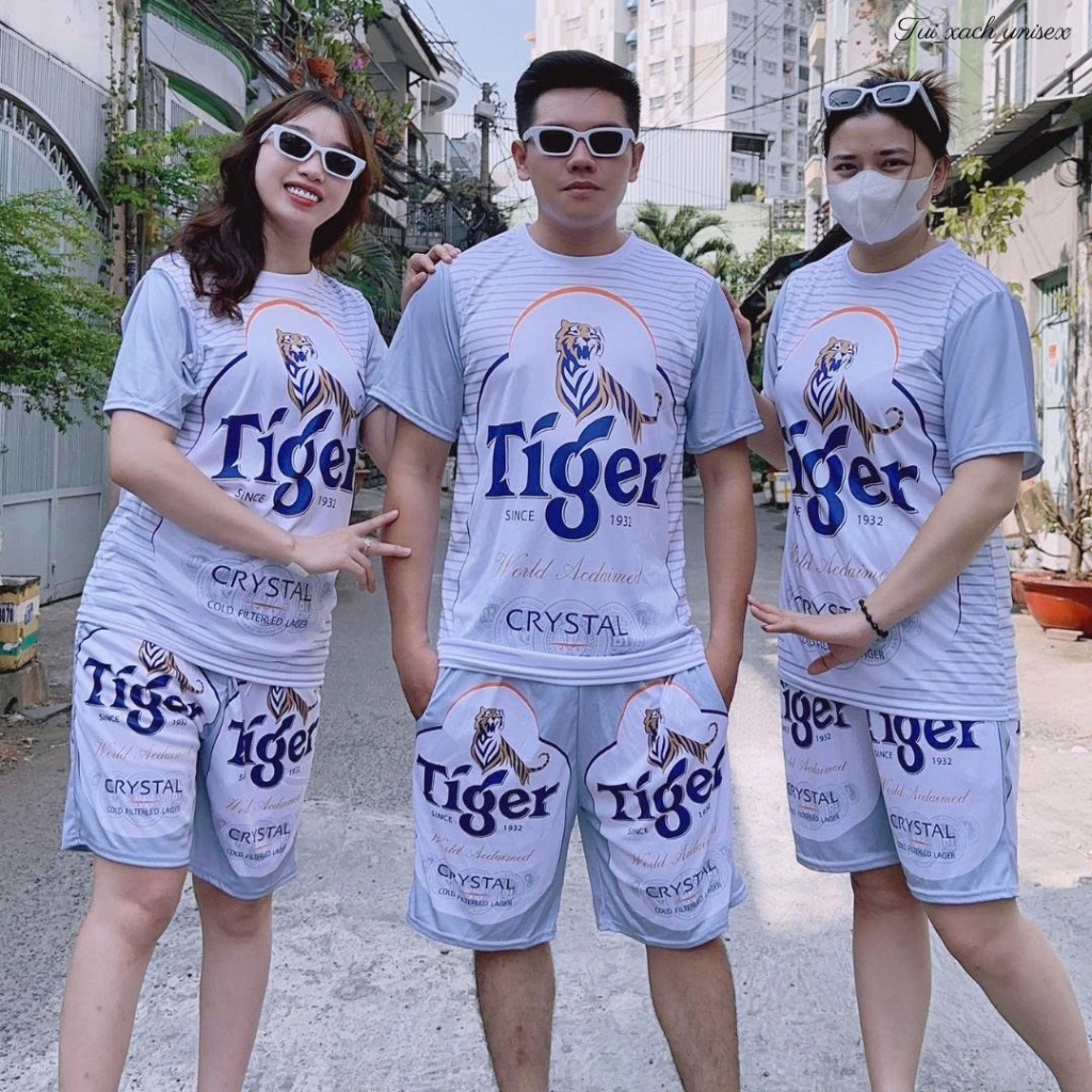 ( Hàng Mới ) Bộ Bia TIGER BẠC IN 3D Thể Thao Hè Nam Nữ, Thun Lạnh 100% Mềm Mịn Thoải Mái Thấm Hút Mồ Hôi - BC