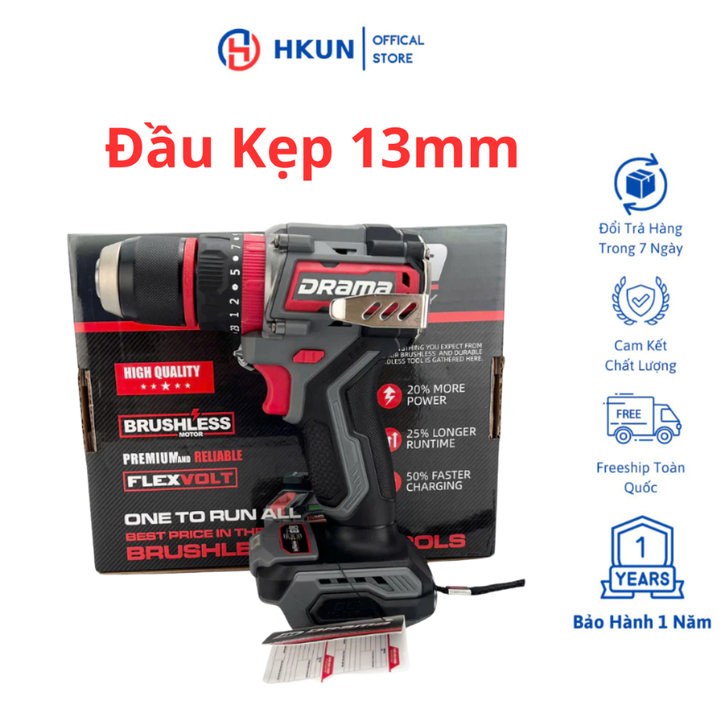 Máy Khoan Pin DRAMA D-21B Động Cơ Không Chổi Than 65Nm 3 Chức Năng Đầu Kẹp 13mm 23 Cấp Độ Trượt Chân Pin Phổ Thông 4CM