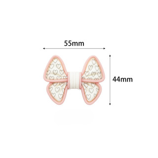 Bộ 8 Sticker, Charm 3D chủ đề Nơ tim lớn nhựa cứng gắn Dép Sục, Cá Sấu Mita JB-384
