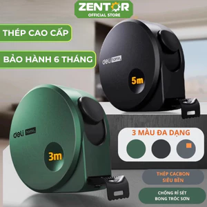 Thước Cuộn Thép Zentor Deli Cao Cấp Siêu Bền 3M 5M 8M 10M Đo Đạc Chính Xác Thước Dây Thép Không Gỉ
