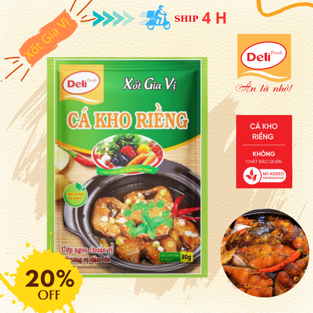 Combo Xốt Gia Vị Cá Kho Riềng Deli Foods 80g – Gia Vị Hoàn Chỉnh Ướp Ngon Chuẩn Vị Không Cần Nêm Nếm