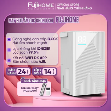 Máy hút ẩm lọc không khí 45m2 nhập khẩu FUJIHOME chính hãng, Ionizer lọc sạch không khí công nghệ Block hút ẩm cực nhanh