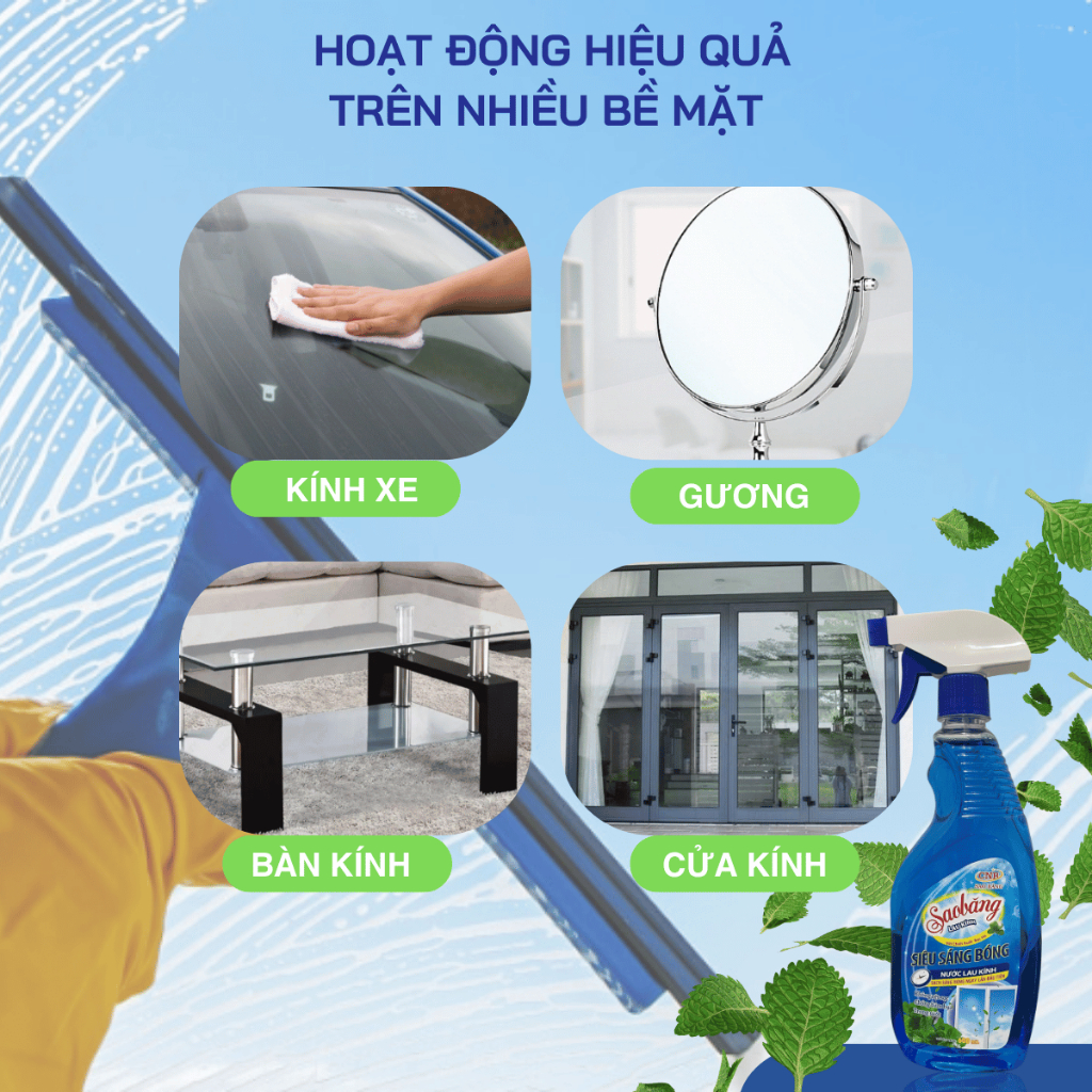 Nước lau kính Sao Băng Siêu nhanh | Siêu Sạch | Sạch trong suốt, không tỳ vết | Chai 600ml