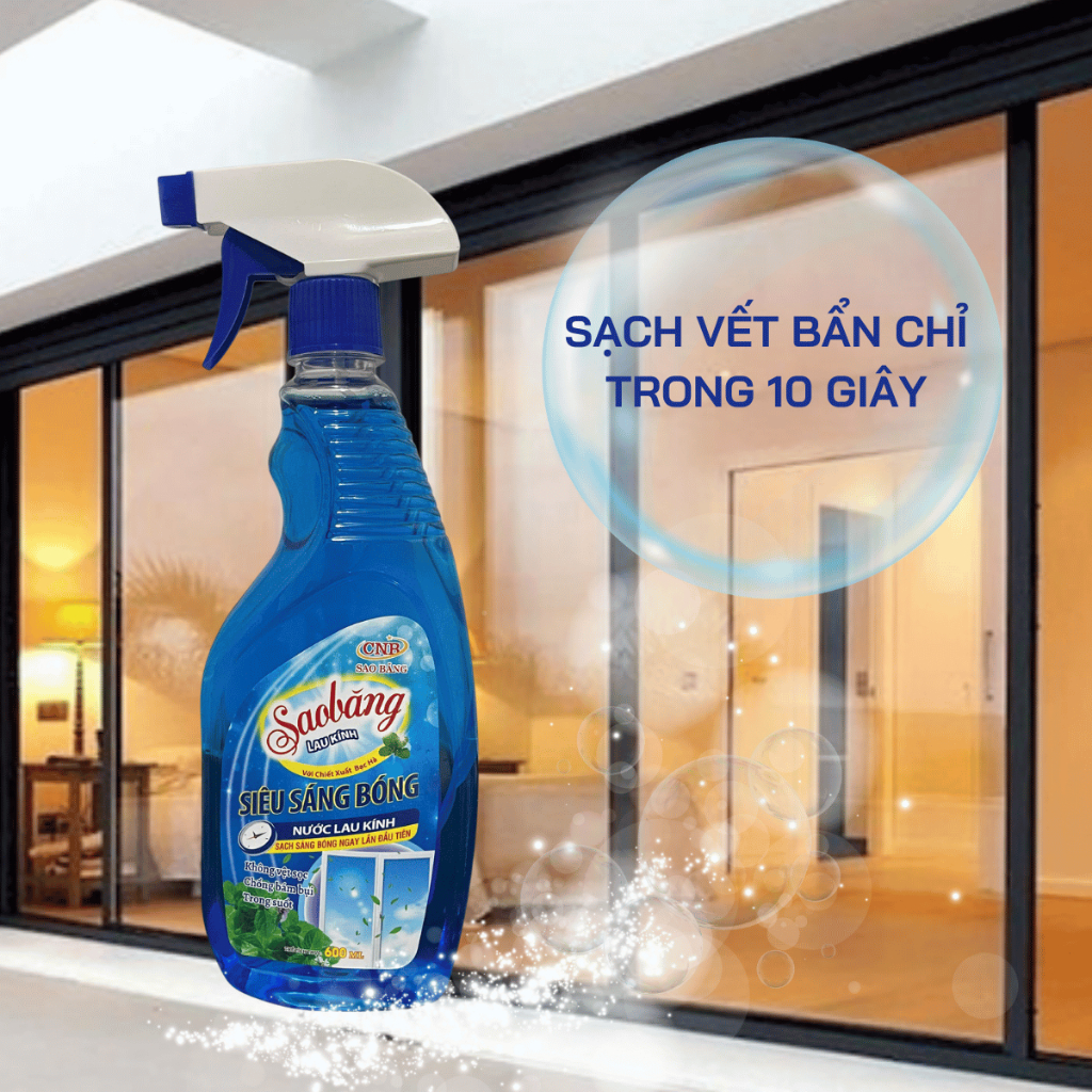 Nước lau kính Sao Băng Siêu nhanh | Siêu Sạch | Sạch trong suốt, không tỳ vết | Chai 600ml