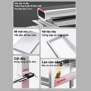 BMZAR Kệ Gia Vị Đa Năng 2-3 Tầng Bằng Inox 304 Chống Gỉ Tiết Kiệm Không Gian Bếp Kèm Giá Để Dao Thớt