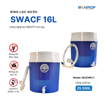 Combo 2X Bình lọc nước tự động SWACF 16L CWFLT Nano bạc - Sạch khuẩn, Giữ khoáng, Uống trực tiếp - Kèm bộ cấp nước
