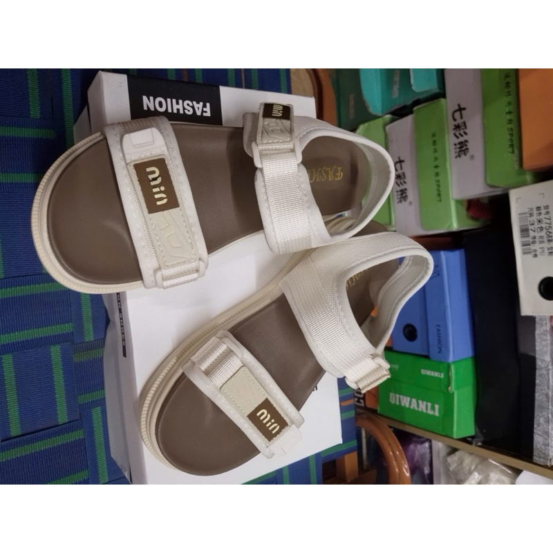 Dép Sandal Nữ Đế Bằng Quai Dán Vải Canvas, Đế Nâu Cực Chất – MIIN