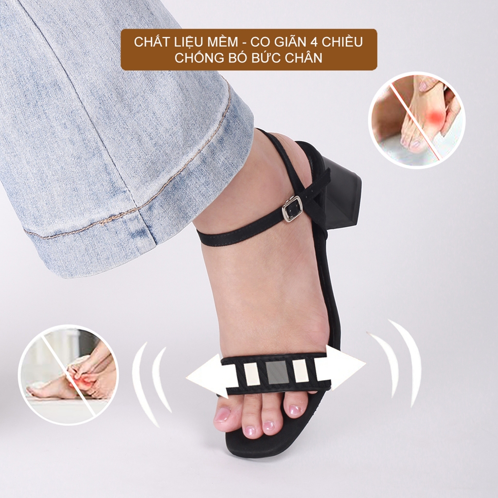 CORII - Giày Sandal Cao Gót Quai Ngang Bản Nhỏ Mũi Vuông Gót 6cm Thời Trang và Thoải Mái Nhất - CR6FT61 Đen