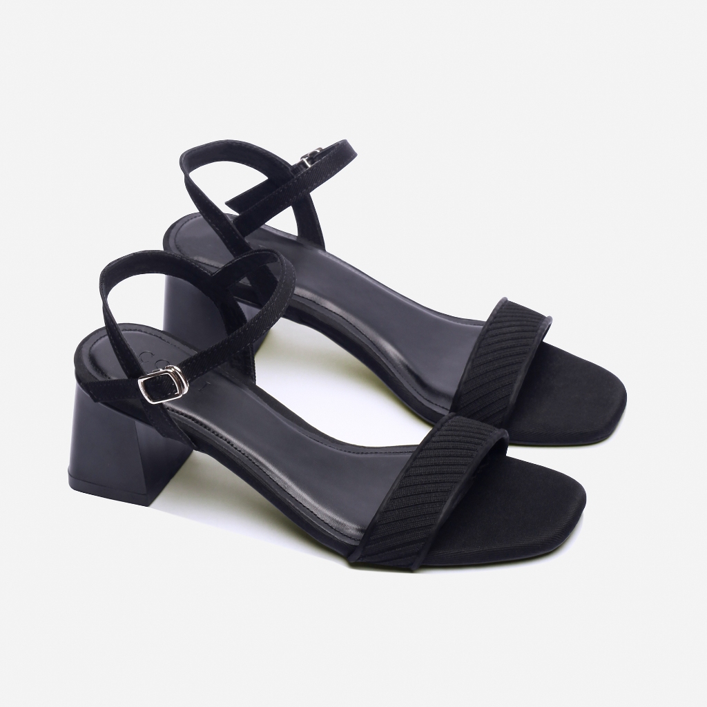 CORII - Giày Sandal Cao Gót Quai Ngang Bản Nhỏ Mũi Vuông Gót 6cm Thời Trang và Thoải Mái Nhất - CR6FT61 Đen