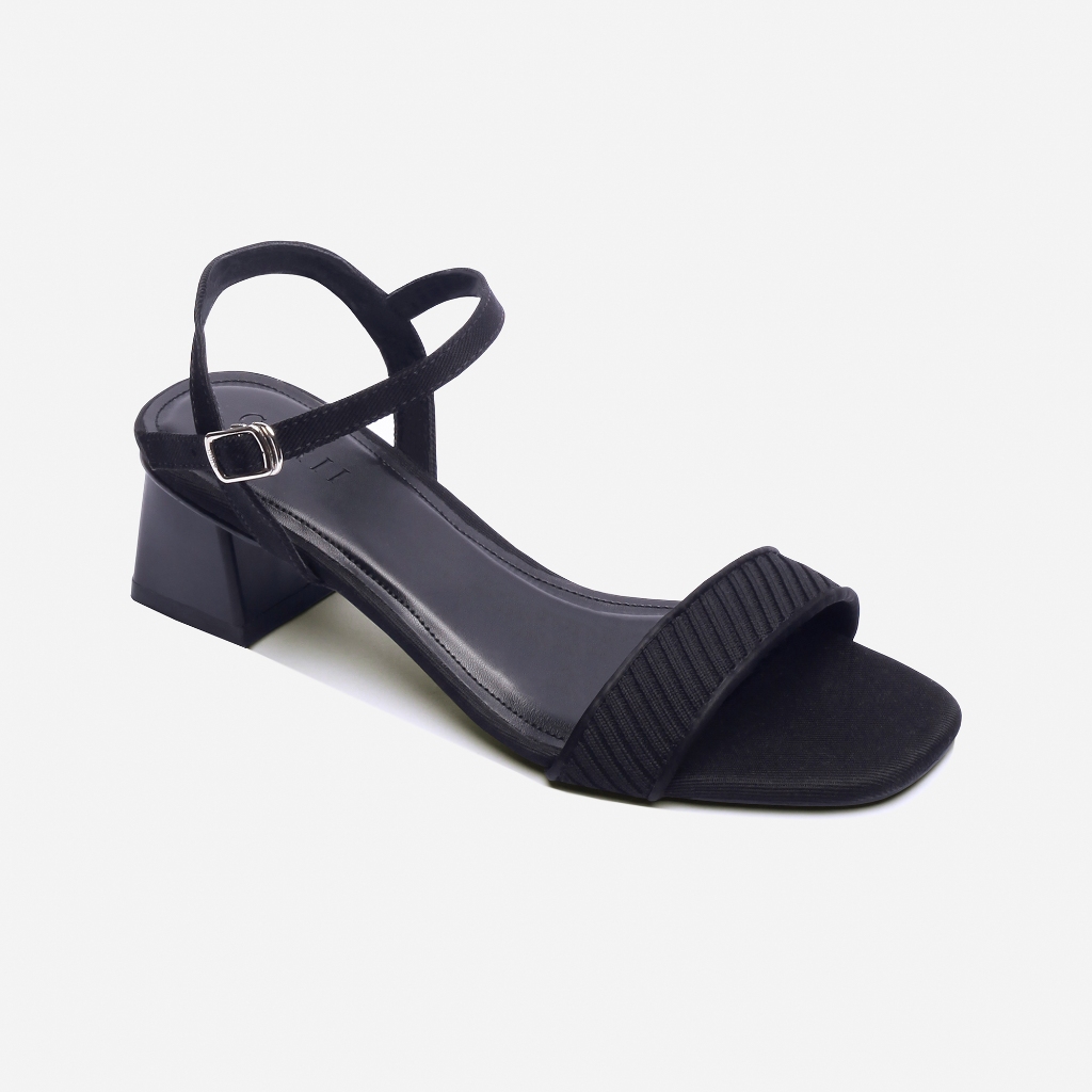 CORII - Giày Sandal Cao Gót Quai Ngang Bản Nhỏ Mũi Vuông Gót 3cm Thời Trang và Thoải Mái Nhất - CR6FT31 Đen