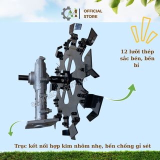 Đầu đào rãnh đất có trục gắn máy cắt cỏ 28mm, chất liệu thép và hợp kim nhôm siêu bền_ Agrimachi