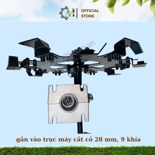 Đầu đào rãnh đất có trục gắn máy cắt cỏ 28mm, chất liệu thép và hợp kim nhôm siêu bền_ Agrimachi