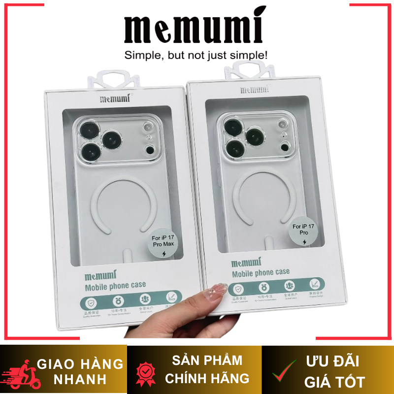 [ Chống Ố ] Ốp Trong Suốt Siêu Mỏng MEMUMI Tích Hợp Sạc Từ Tính cho iP 17/16/15 Series