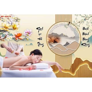 Tranh trang trí spa dưỡng sinh, decor gội đầu dưỡng sinh, tranh ngâm chân thảo dược in trên vải lụa (tặng kèm keo dán)