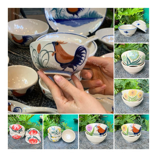Chén Ăn Cơm Vẽ Hoa/Gà Trống Cao Cấp 12cm - Hàng Đẹp Không Chấm Chân - Gốm Xưa Lái Thiêu Cho Người Hoài Niệm