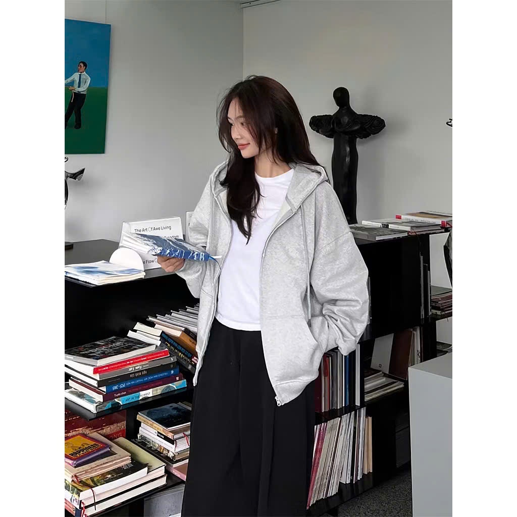 Áo Khoác Hoodie Zip Trơn Keeshy Form Basic Chất Cotton Nỉ Bông Cao Cấp Không Xù Nam Nữ