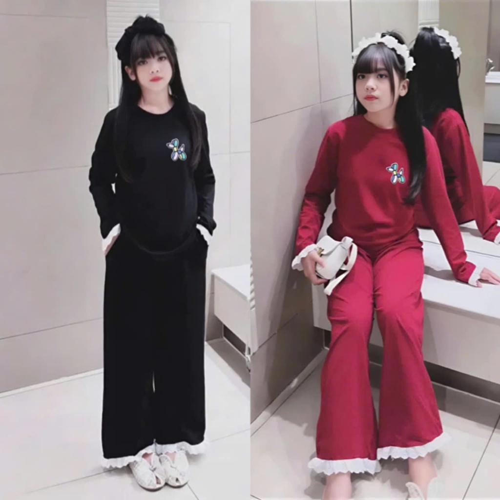 4-15 TUỔI,Bộ đồ mùa thu dài tay cho bé gái viền ren,chất vải thun tăm mềm mịn co giãn thoải mái.M46
