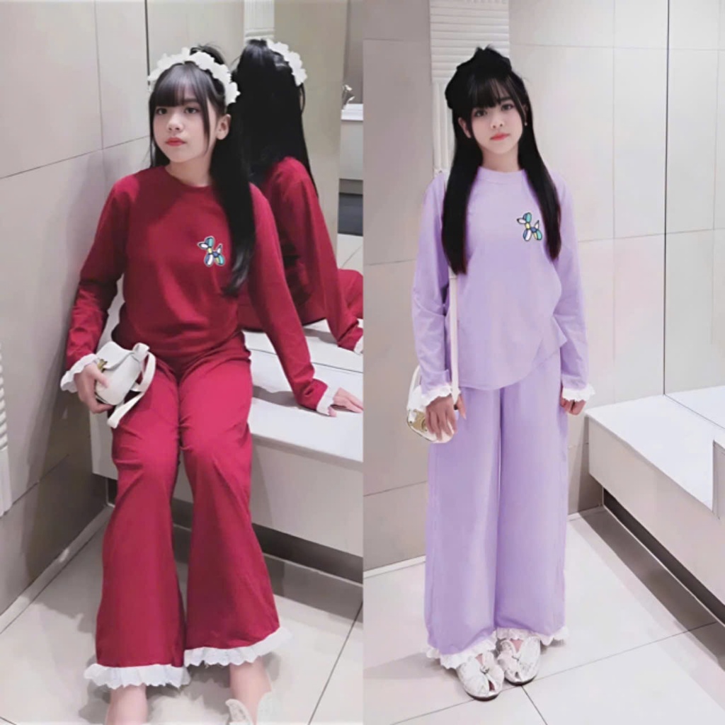 4-15 TUỔI,Bộ đồ mùa thu dài tay cho bé gái viền ren,chất vải thun tăm mềm mịn co giãn thoải mái.M46