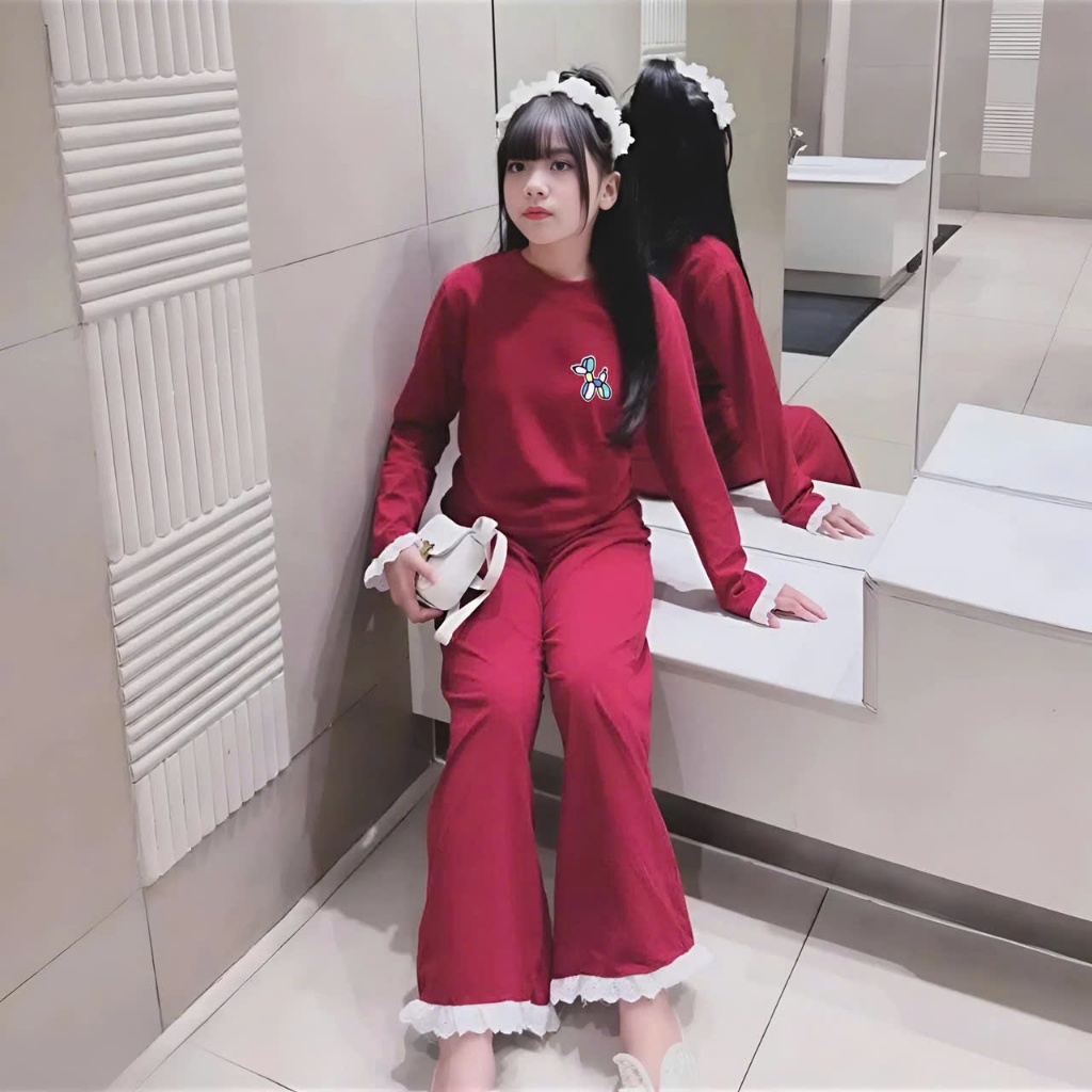 4-15 TUỔI,Bộ đồ mùa thu dài tay cho bé gái viền ren,chất vải thun tăm mềm mịn co giãn thoải mái.M46