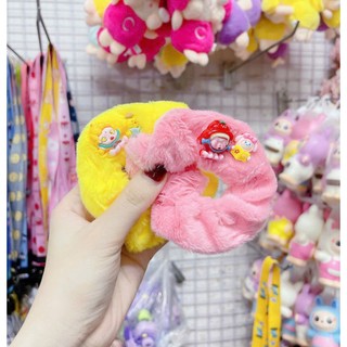 Scrunchies cột tóc lông mềm mịn charm mini colorful dễ thương màu sắc pastel