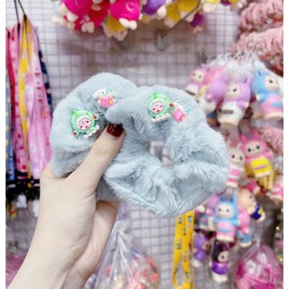 Scrunchies cột tóc lông mềm mịn charm mini colorful dễ thương màu sắc pastel