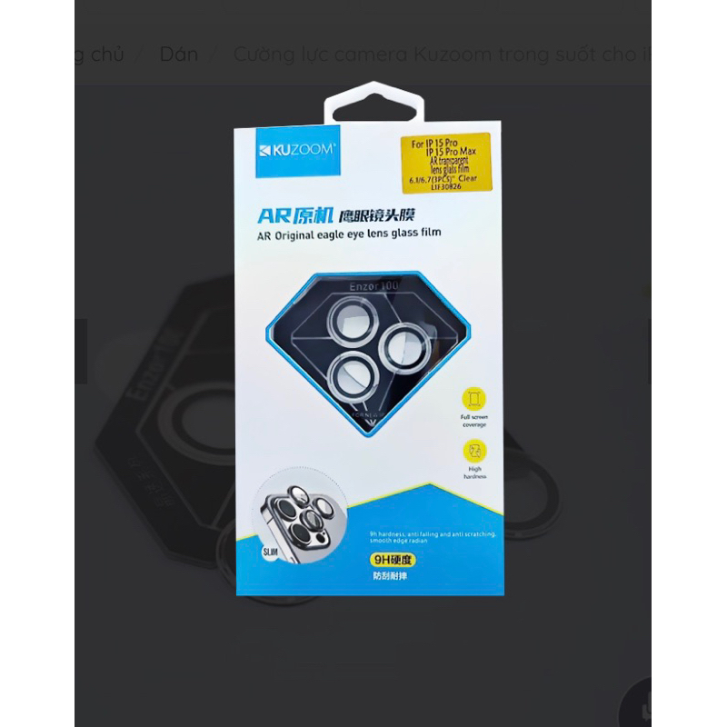 Dán bảo vệ camera Kuzoom trong suốt IPhone 17Promax 17Pro 17Air 17 16 15 14 13 12Promax Pro Plus