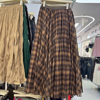 Chân Váy Dáng Dài Maxi PPC.SG Họa Tiết Kẻ Caro Lưng Chun Tà Váy Xếp Nếp Có Lớp Lót Hàng Quảng Châu Cao Cấp.
