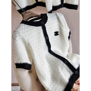 Áo Len Cardigan Ngắn Tay Trắng Trơn Basic QCCC Cao Cấp