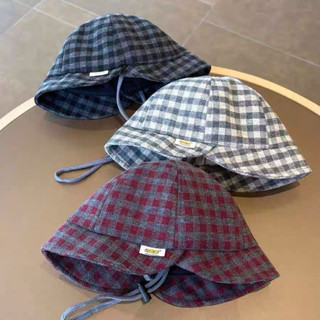 Mũ bucket có quai đeo kẻ caro cho bé trai bé gái từ 5-24 tháng
