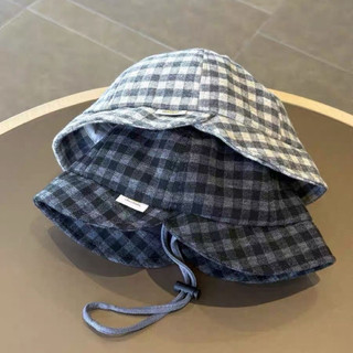 Mũ bucket có quai đeo kẻ caro cho bé trai bé gái từ 5-24 tháng