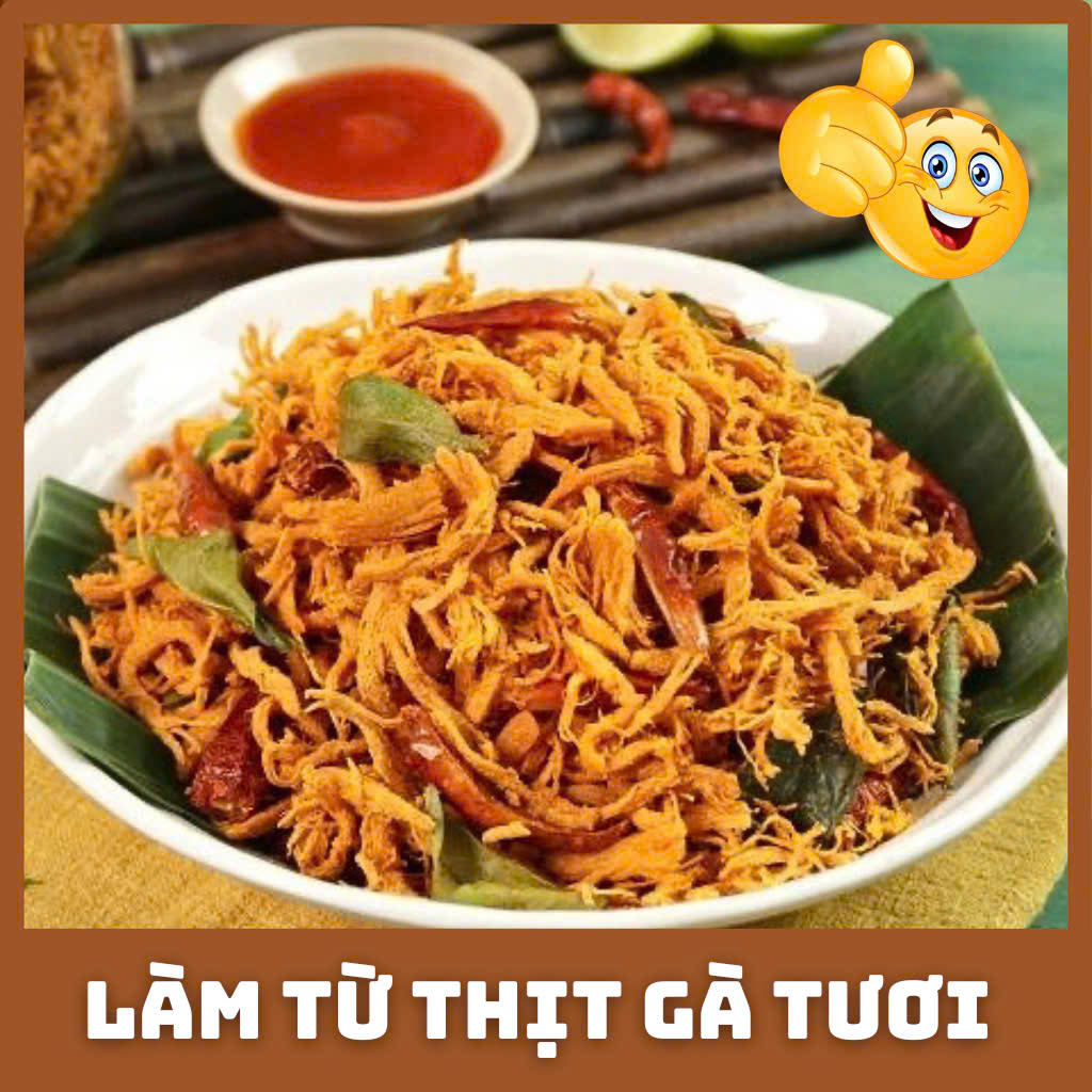 Khô gà lá chanh sấy ăn liền loại 1 nhà làm sạch sẽ an toàn, gà khô sấy ăn vặt chất lượng, HTC Food