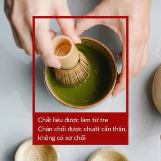 Chổi Đánh Trà Chasen Trắng Cao Cấp Bằng Tre Đánh Bông Tan Bột Trà Dễ Dàng Vệ Sinh Loại 100 Chân