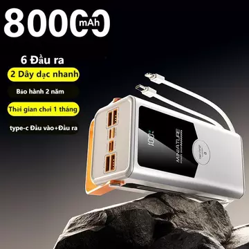 (Tặng Cáp Sạc Nhanh)sạc dự phòng pin 50000mAh 80000mAh sạc nhanh pin 120W dung lượng lớn có sẵn nhiều dây sạc