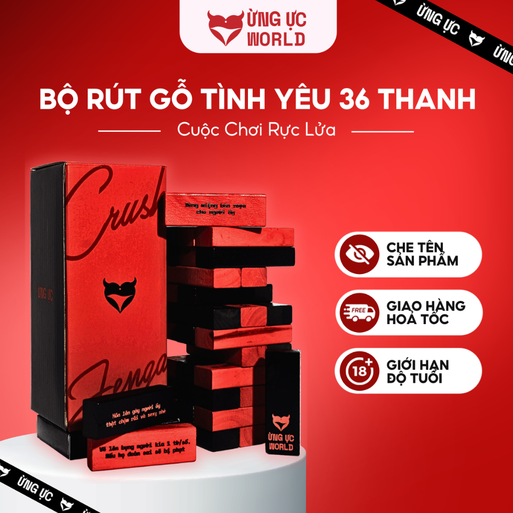 Bộ Rút Gỗ Tình Yêu Crush Tower Ừng Ực World 36 Thanh – Boardgame Couple Giúp Cuộc Yêu Rực Lửa