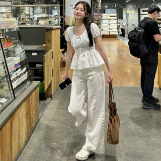 Áo babydoll nữ trắng cổ tim tay ngắn phồng nhẹ thun mỏng dáng suông màu trắng đen xanh VANISA CT448