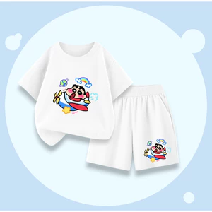 Set Bộ Hè Cho Bé – Hình Shin Lái Máy Bay Và Cầu Vồng Dễ Thương, Vải Cotton Mềm Thoáng Mát (M 283)