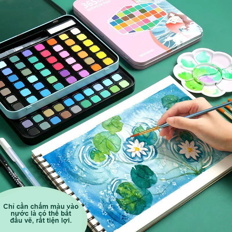 MÀU NƯỚC DẠNG BÁNH CAO CẤP, BỘ MÀU VẼ NHIỀU MÀU SẮC ĐẸP, Bộ Màu Nước Gọn Nhẹ Dễ Mang Theo Khi Học Vẽ
