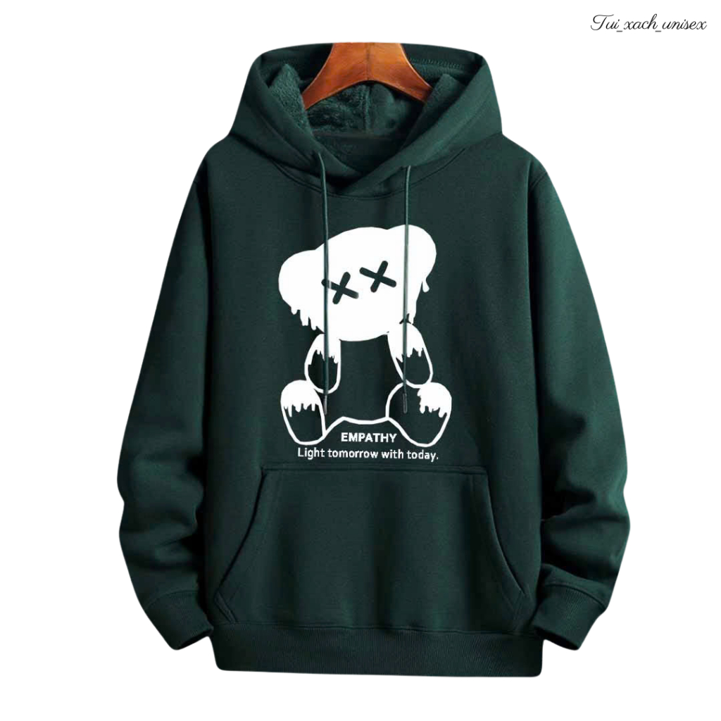 Áo hoodie nam nữ nỉ in hình gấu trắng EMPATHY dễ thương chất nỉ bông không xù siêu ấm - unisex K1