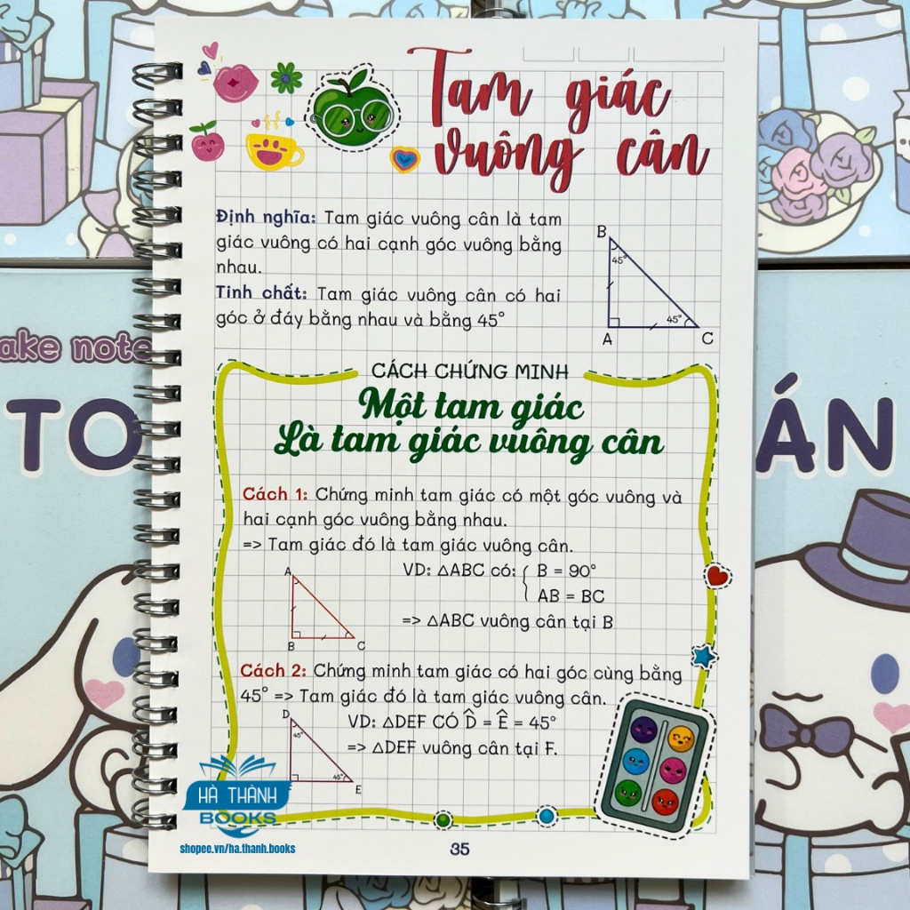 Sổ tay take note Toán lớp 7 – Tóm tắt kiến thức, công thức trọng tâm, giúp học sinh ôn tập hiệu quả