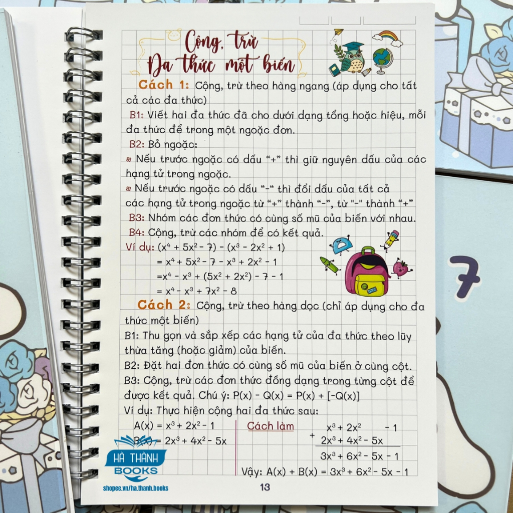 Sổ tay take note Toán lớp 7 – Tóm tắt kiến thức, công thức trọng tâm, giúp học sinh ôn tập hiệu quả