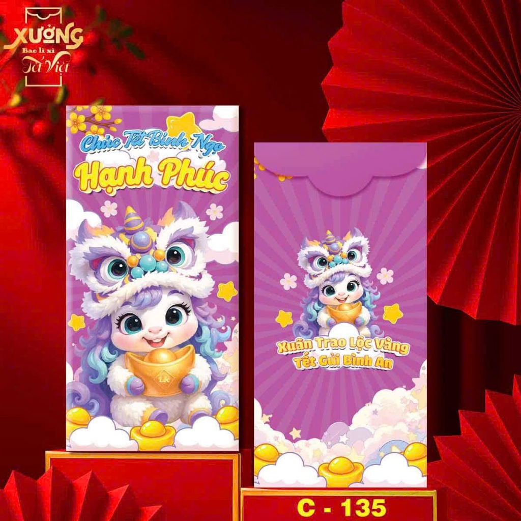 Lì Xì Tết Việt Nam Lì Xì Bính Ngọ Truyền Thống Hình Ngựa Chibi Dễ Thương Màu Sắc Tươi Sáng - Đồ Chơi Cho Bé PUKAPI