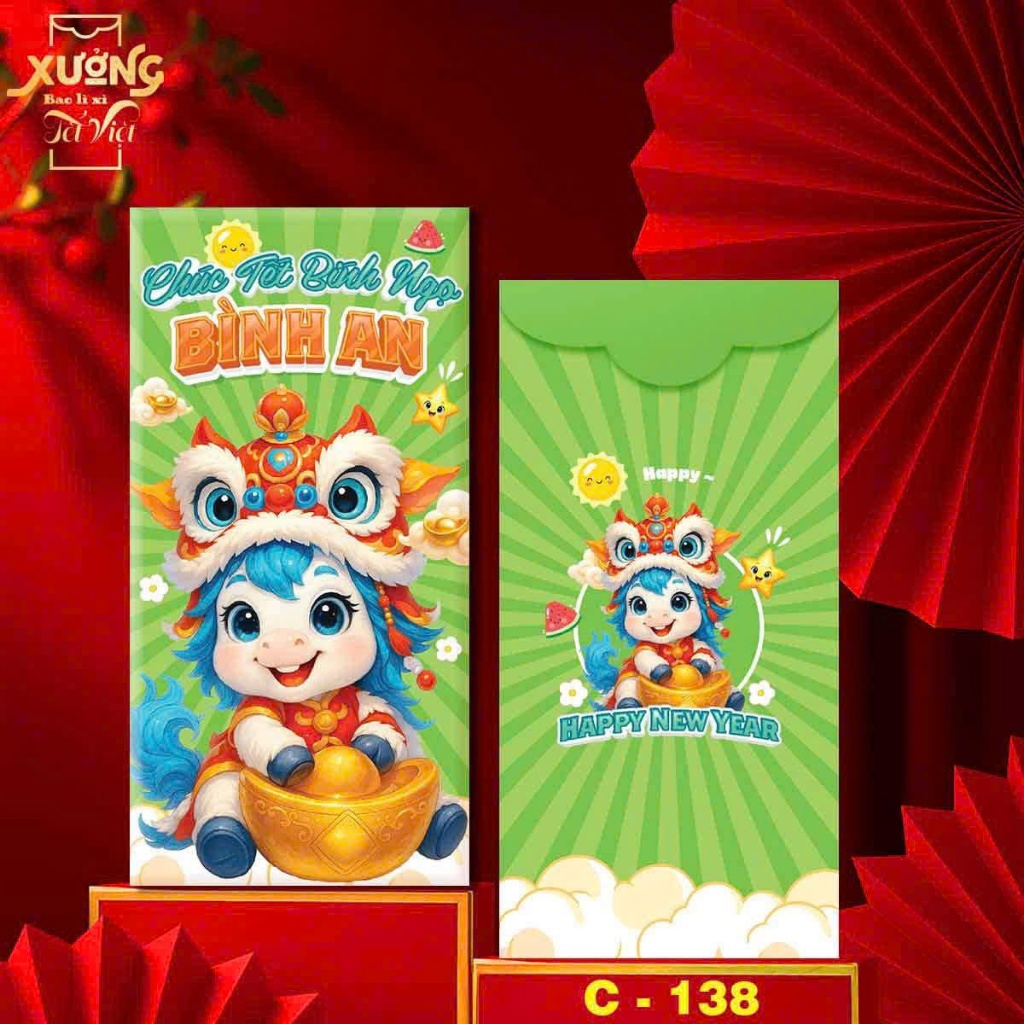 Lì Xì Tết Việt Nam Lì Xì Bính Ngọ Truyền Thống Hình Ngựa Chibi Dễ Thương Màu Sắc Tươi Sáng - Đồ Chơi Cho Bé PUKAPI