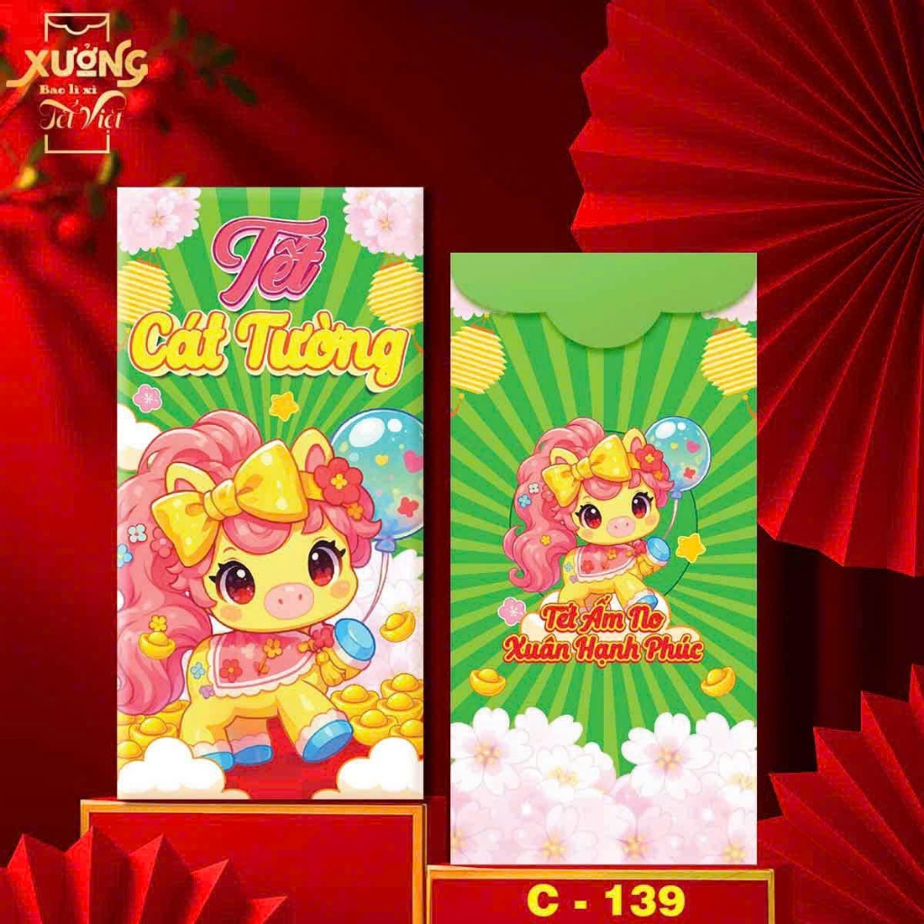 Lì Xì Tết Việt Nam Lì Xì Bính Ngọ Truyền Thống Hình Ngựa Chibi Dễ Thương Màu Sắc Tươi Sáng - Đồ Chơi Cho Bé PUKAPI