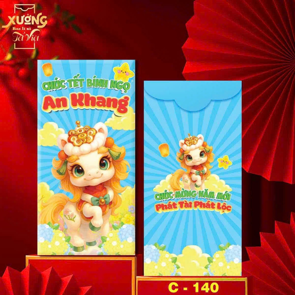 Lì Xì Tết Việt Nam Lì Xì Bính Ngọ Truyền Thống Hình Ngựa Chibi Dễ Thương Màu Sắc Tươi Sáng - Đồ Chơi Cho Bé PUKAPI