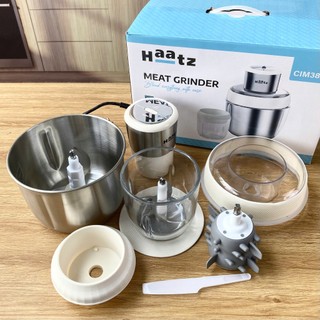 Máy xay thịt Haatz CIM382 đa năng công suất 500W 2 cối 2.5L,0.75L lưỡi dao sắc bén kèm đầu đánh ruốc